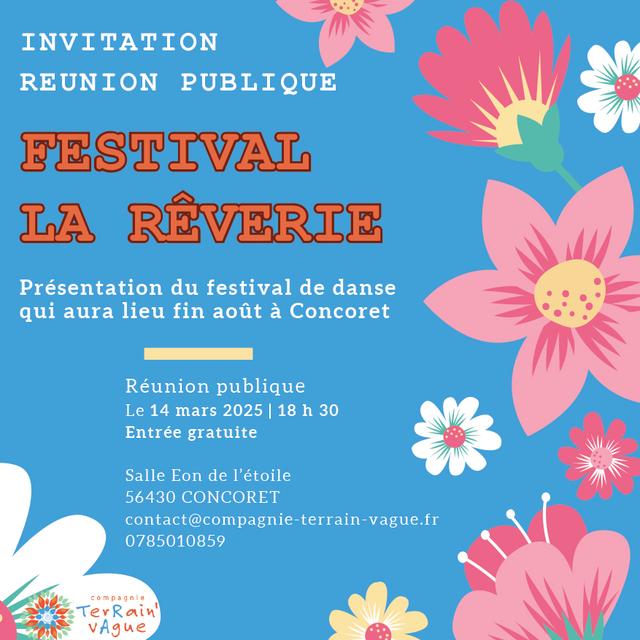 LE TIMBRE DU COIN 2025 => [INTW] COMPAGNIE TERRAIN VAGUE - Réunion Publique de présentation du FESTIVAL DE DANSE "LA RÊVERIE" - 14/03/2025 à CONCORET