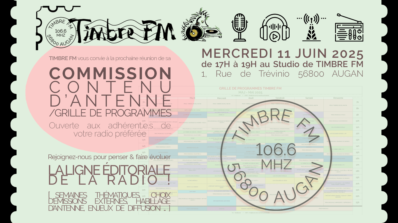 11/06/2025 => COMMISSION CONTENU D'ANTENNE/GRILLE DE PROGRAMMES : Rejoignez-nous !