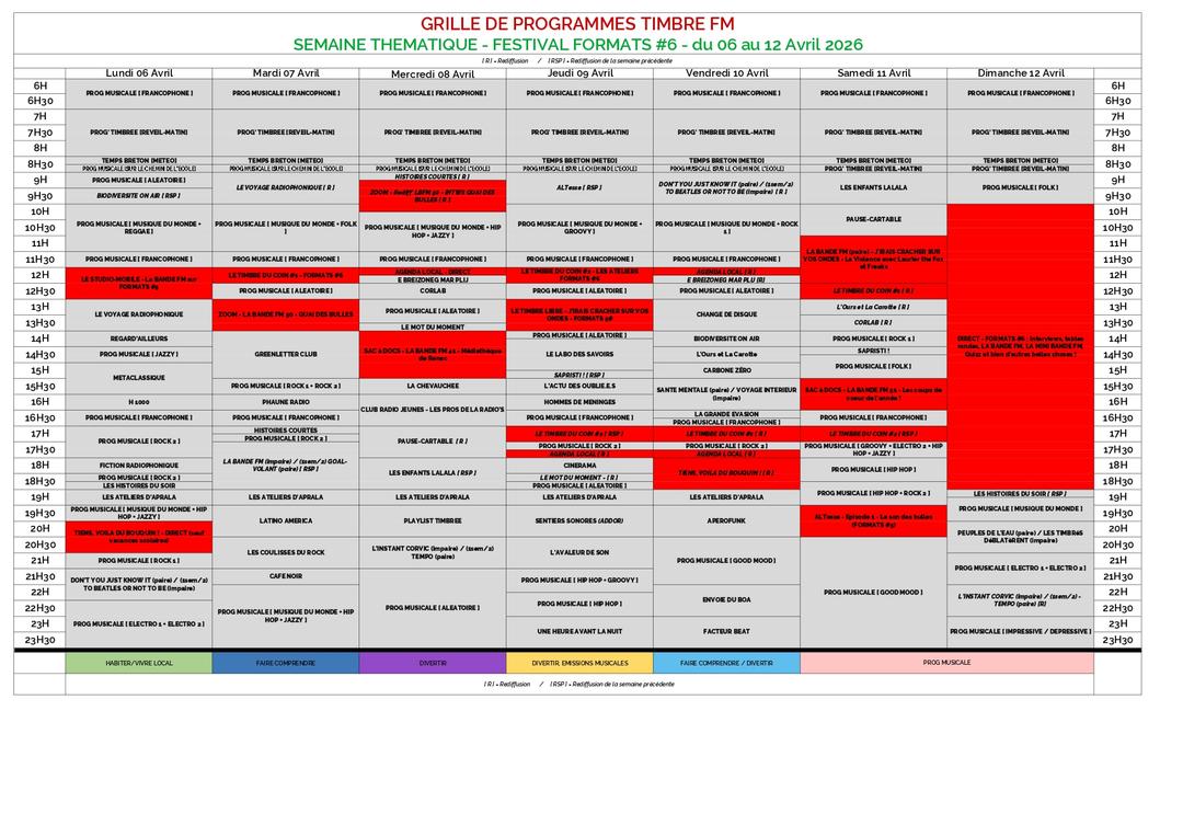 Du 06 au 12/04/2026 => Semaine Thématique "Festival FORMARTS #6, les Rencontres de la BD et de l'Illustration" sur TIMBRE FM : Grille de programmes spéciale !