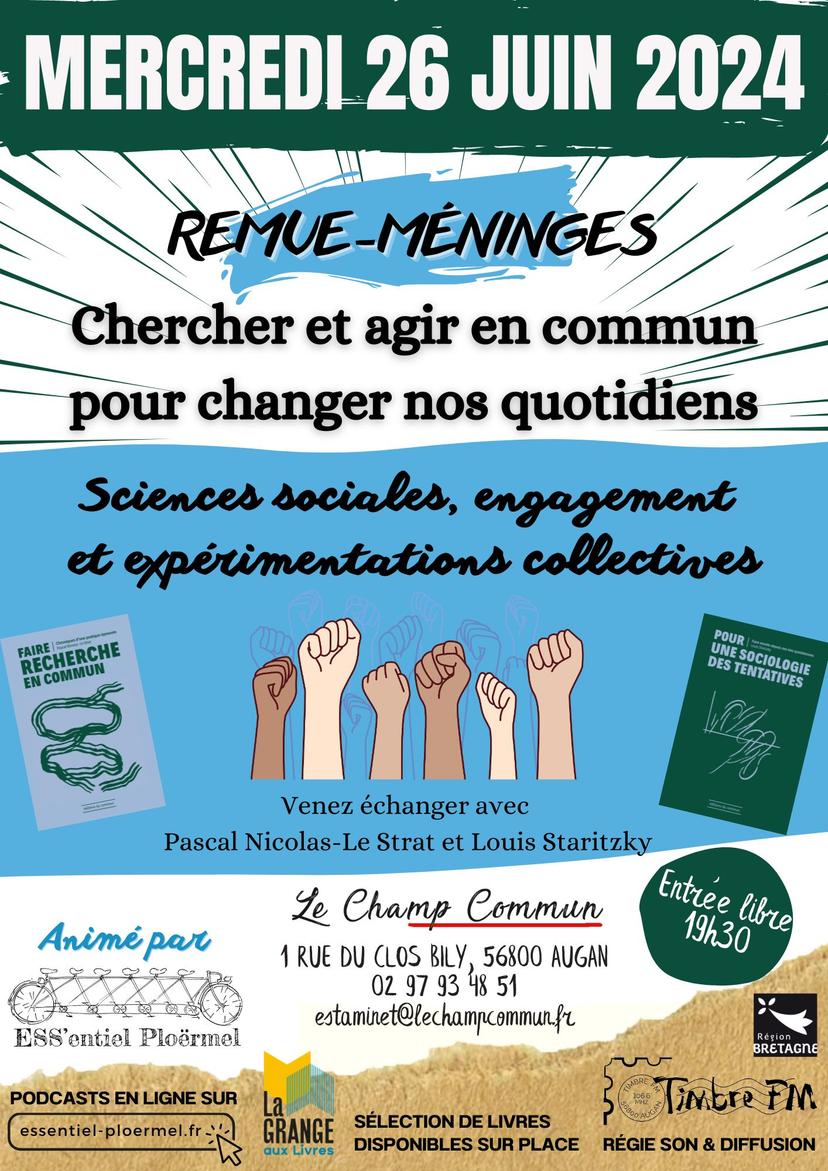 Remue-Méninges : chercher et agir en commun pour changer nos quotidiens ! [Blablas de l'ESS du 26/06/2024]