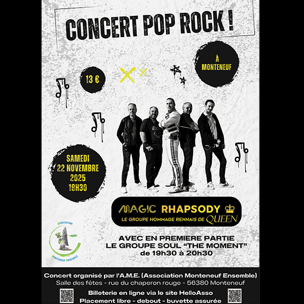 LE TIMBRE DU COIN 2025 => [INTW] Association MONTENEUF ENSEMBLE : Soirée CONCERT Pop-Rock-Soul en Hommage à QUEEN le 22/11/2025