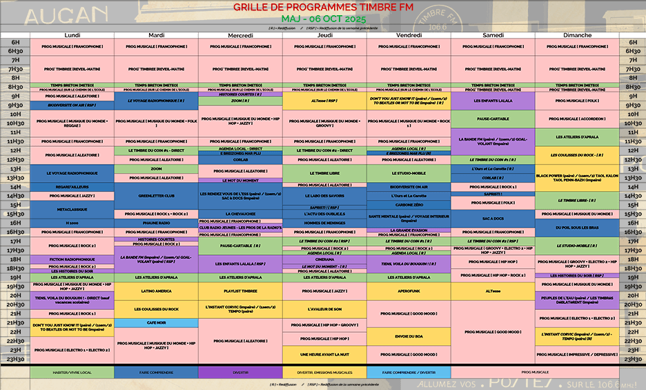 C'est la Rentrée ! Voilà la grille de programmes Timbre FM à partir du 06 Octobre !