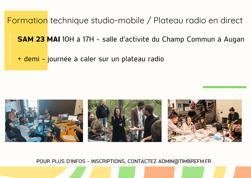 23/05/2026 => PROCHAINE FORMATION POUR LES BÉNÉVOLES : "Technique Studio-Mobile/Plateau-Radio en Direct" => INSCRIPTIONS OUVERTES !